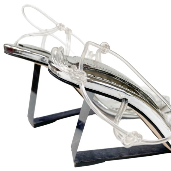 metallic silver Good American | wedge heels | pointed toe lace-up sandals - Picture 6 of 9